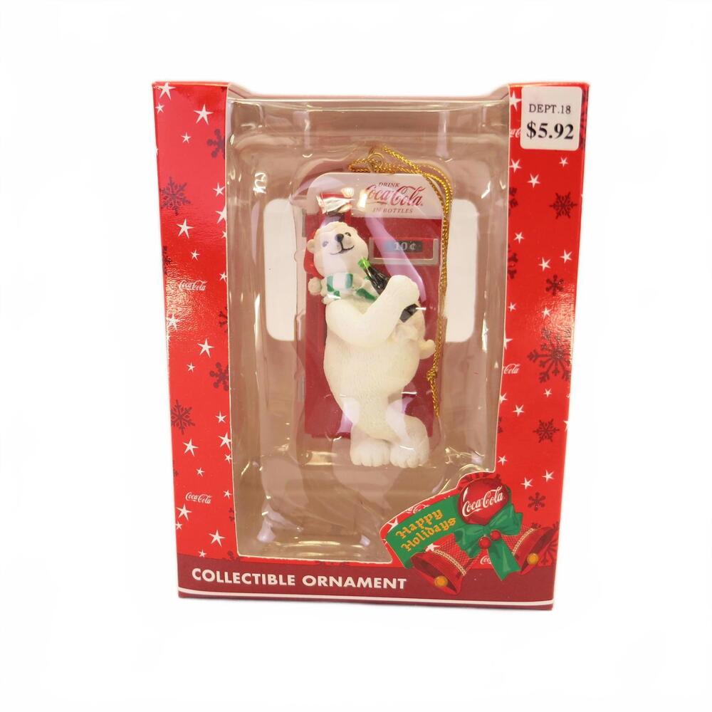 Vintage Trevco Coca-Cola Polar Bear At Coke Machine Ornament